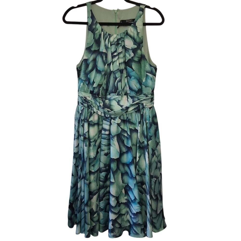 BADGLEY MISCHKA Women 12 Floral Satin Like A-line Garden Party‎ Formal Dress